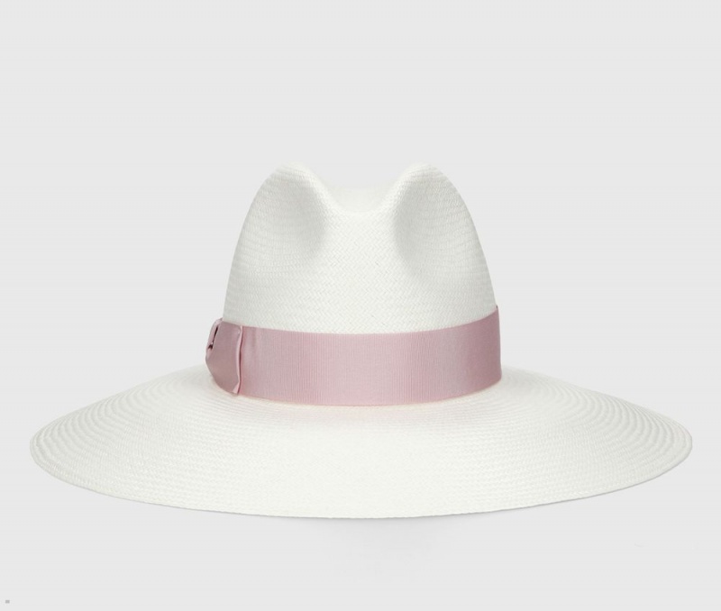 Chapeaux De Paille Borsalino Sophie Panama Fine Larges Brim Blanche Rose | BRL-83088882