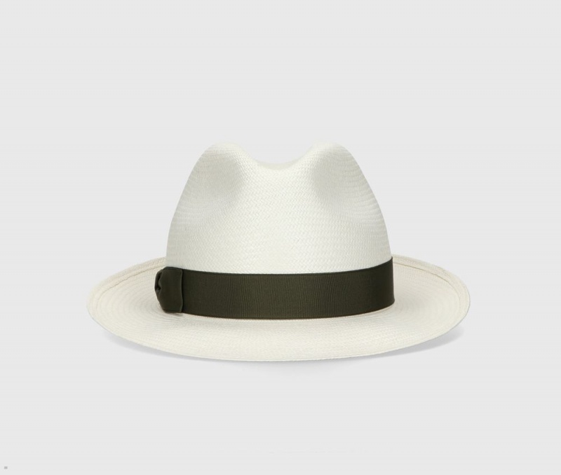 Chapeaux De Paille Borsalino Monica Panama Fine Medium Brim Vert Olive | XXV-70886728