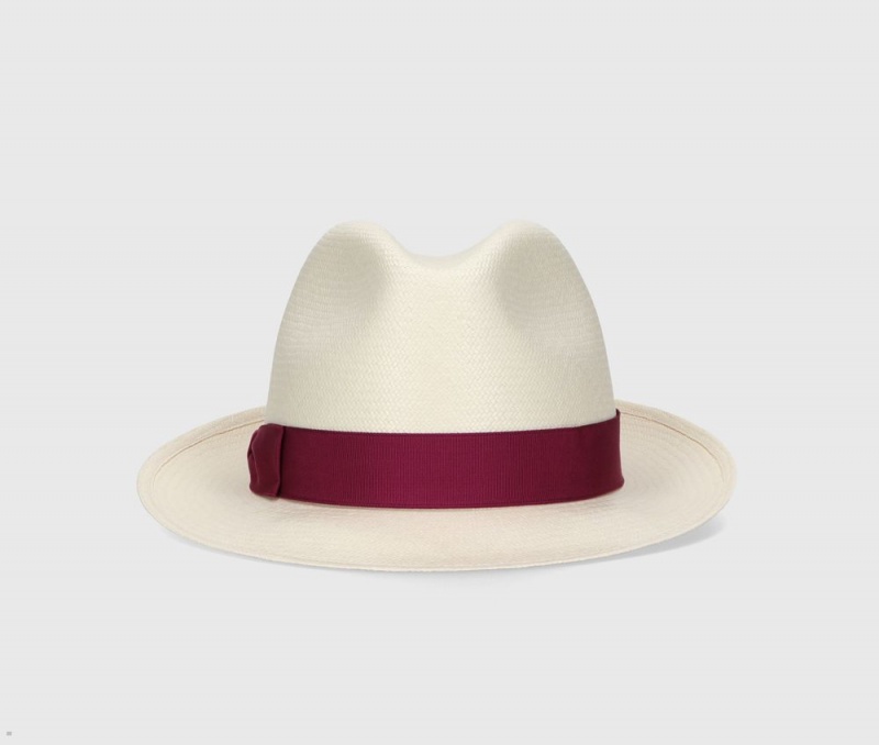 Chapeaux De Paille Borsalino Monica Panama Fine Medium Brim Rouge | KQV-93363779