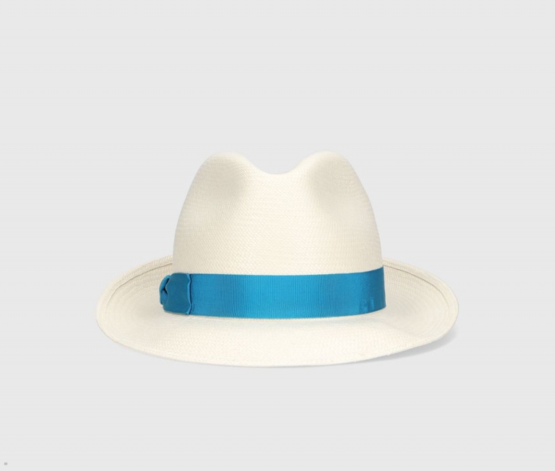 Chapeaux De Paille Borsalino Monica Panama Fine Medium Brim Bleu | FCP-03670000