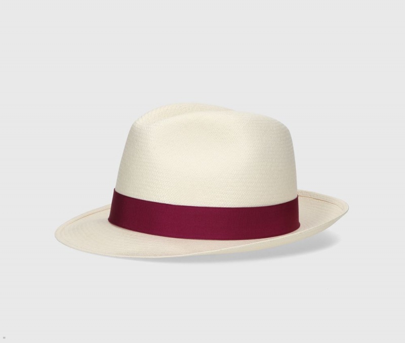 Chapeaux De Paille Borsalino Monica Panama Fine Medium Brim Rouge | KQV-93363779