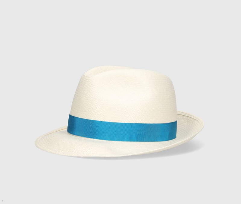 Chapeaux De Paille Borsalino Monica Panama Fine Medium Brim Bleu | FCP-03670000