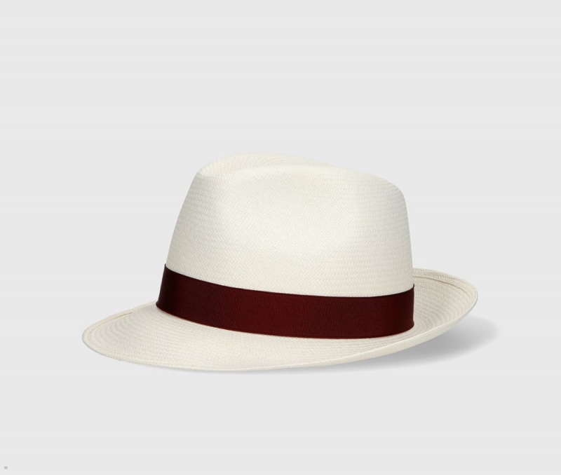 Chapeaux De Paille Borsalino Monica Panama Fine Medium Brim Bordeaux | VZS-82310015