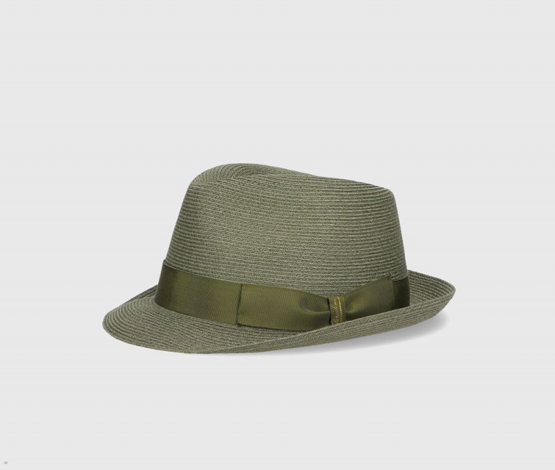 Chapeaux De Paille Borsalino Jules Braided Hemp Small Brim Vert Olive | RWI-69359086