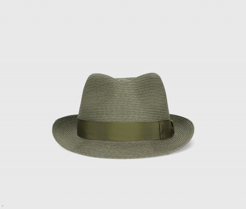 Chapeaux De Paille Borsalino Jules Braided Hemp Small Brim Vert Olive | RWI-69359086