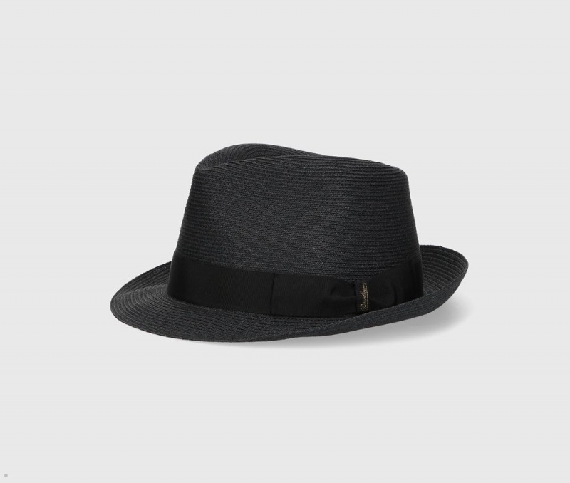 Chapeaux De Paille Borsalino Jules Braided Hemp Small Brim Noir | DTU-39907649