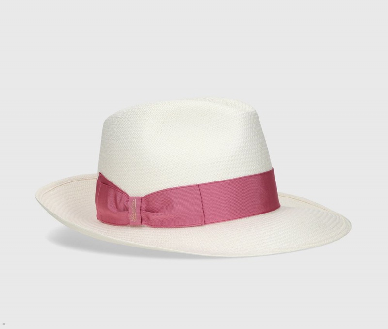 Chapeaux De Paille Borsalino Giulietta Panama Fine Larges Brim Rose | ABE-79881842