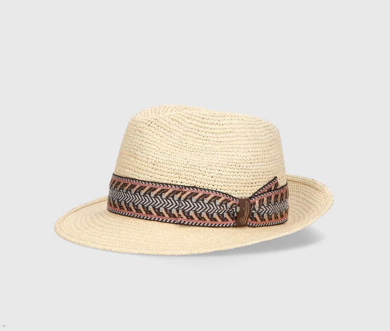 Chapeaux De Paille Borsalino Federico Panama Semicrochet Chevron Hat Band Marron | QWC-14967377