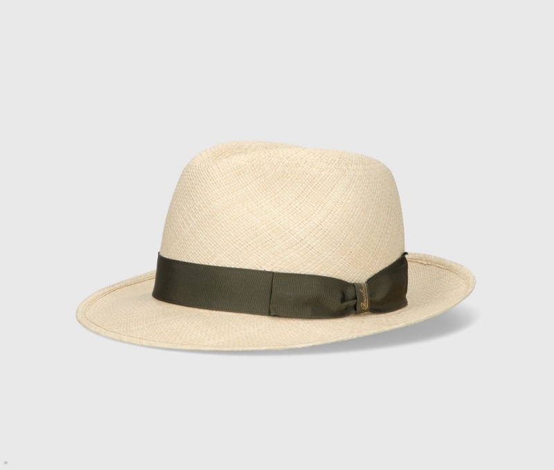 Chapeaux De Paille Borsalino Federico Panama Quito Medium Brim Vert Olive | NZF-87254242