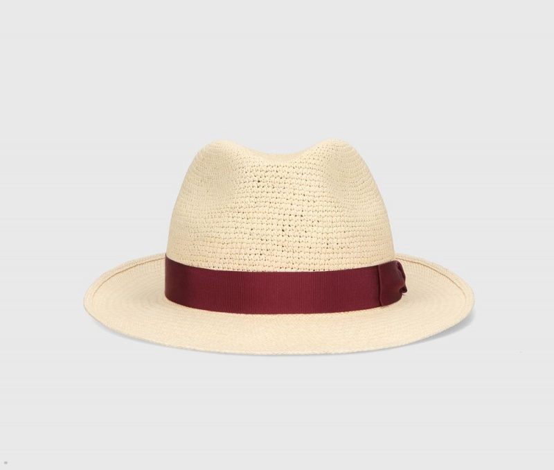 Chapeaux De Paille Borsalino Federico Panama Semicrochet Rouge | XBG-86899718