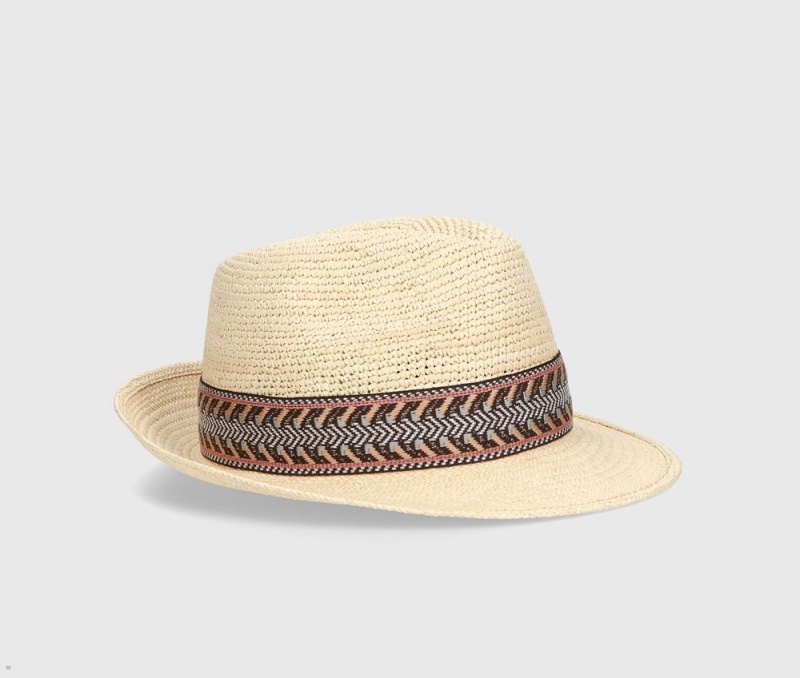 Chapeaux De Paille Borsalino Federico Panama Semicrochet Chevron Hat Band Marron | QWC-14967377