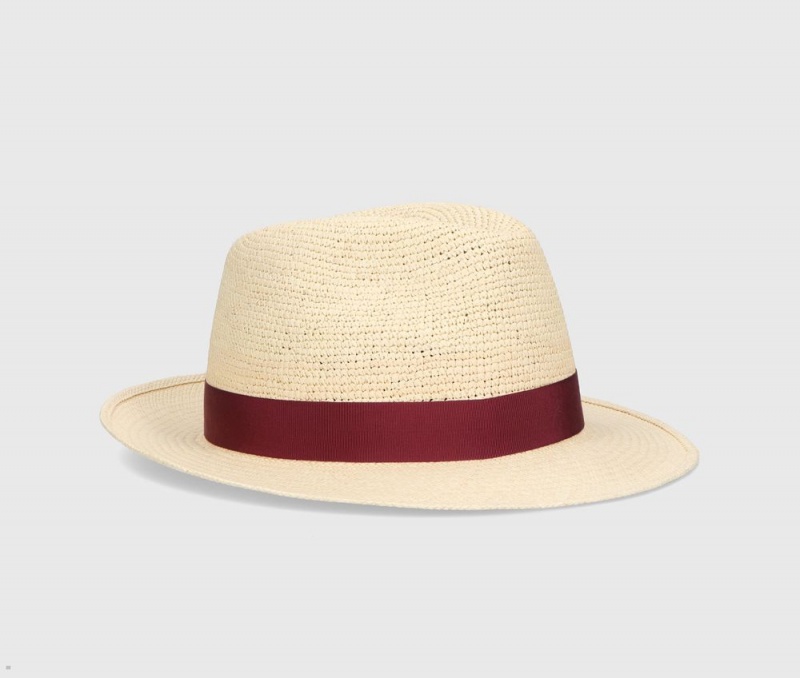 Chapeaux De Paille Borsalino Federico Panama Semicrochet Rouge | XBG-86899718