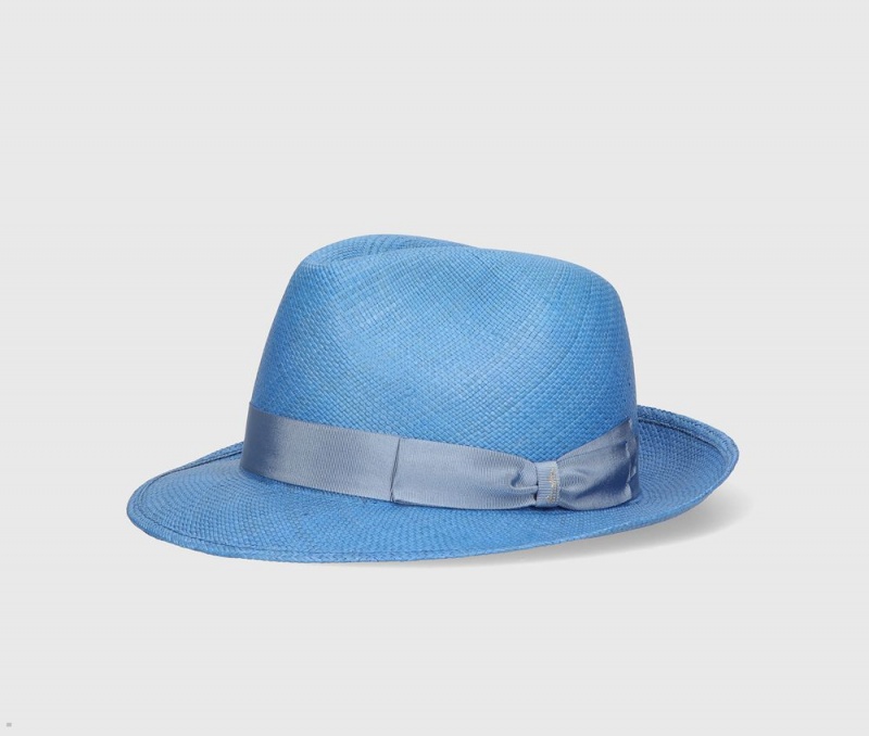 Chapeaux De Paille Borsalino Federico Panama Quito Medium Brim Bleu | OYO-72381917