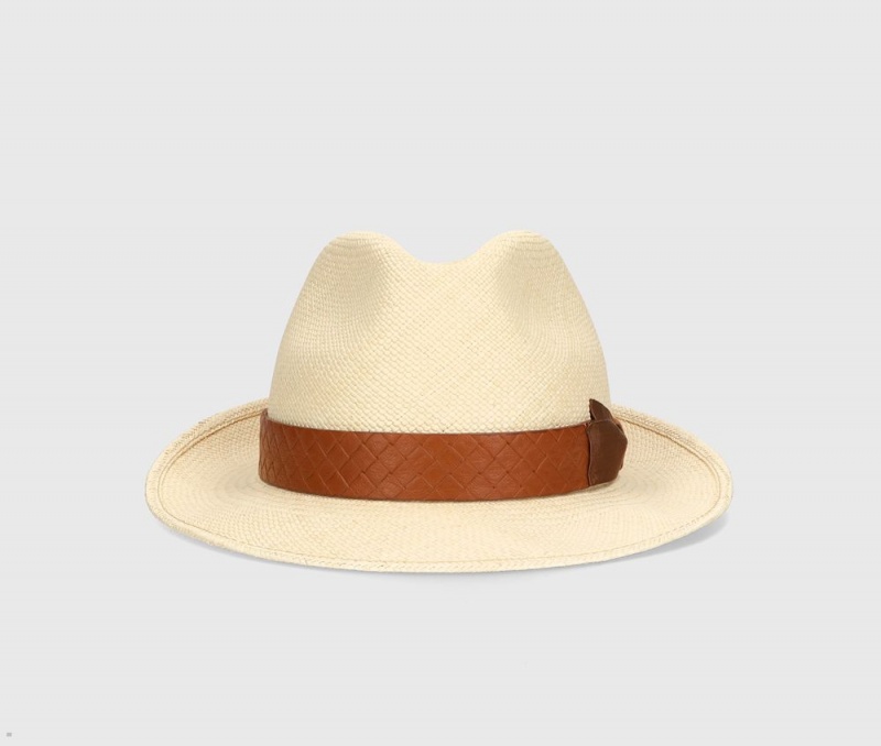 Chapeaux De Paille Borsalino Federico Panama Quito Cuir Hat Band Marron | TMK-76295063