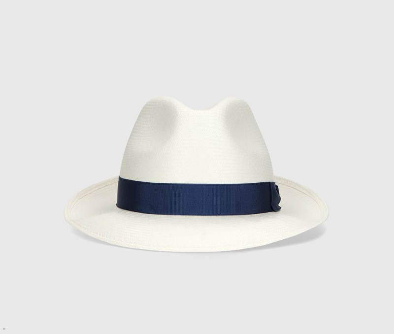 Chapeaux De Paille Borsalino Federico Panama Fine Medium Brim Bleu | XJU-42508464