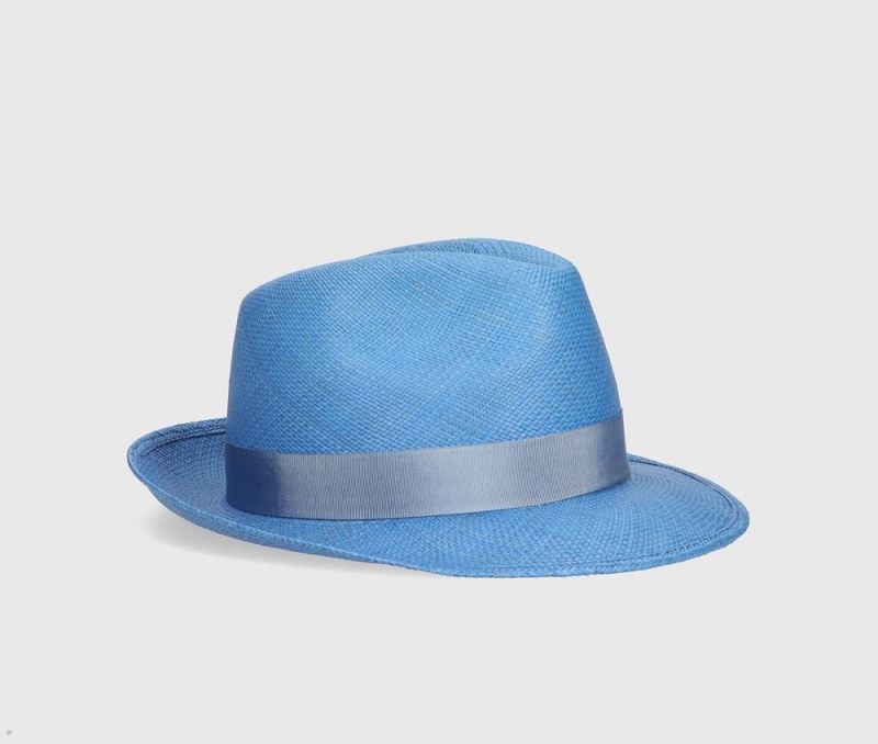 Chapeaux De Paille Borsalino Federico Panama Quito Medium Brim Bleu | OYO-72381917