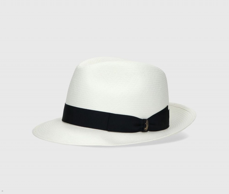 Chapeaux De Paille Borsalino Federico Panama Fine Medium Brim Noir | DKZ-17945117