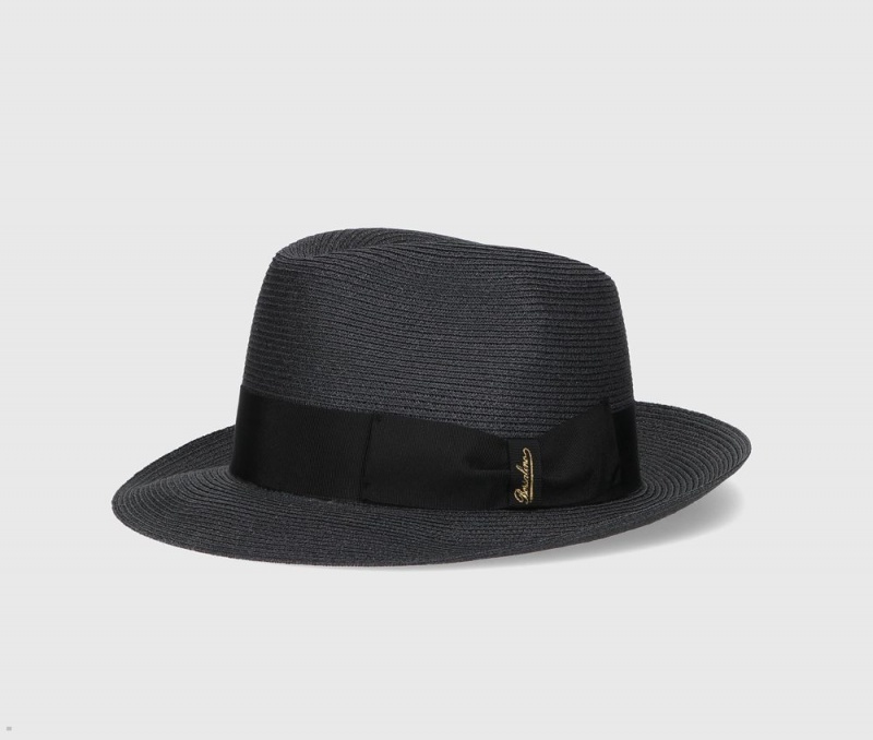 Chapeaux De Paille Borsalino Edward Braided Hemp Noir | HDY-50429203