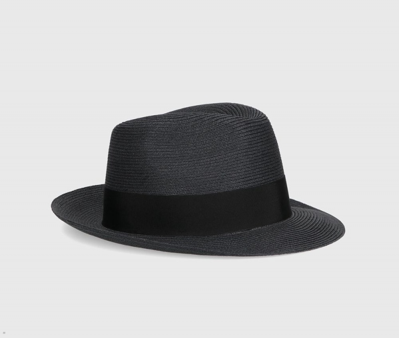 Chapeaux De Paille Borsalino Edward Braided Hemp Noir | HDY-50429203