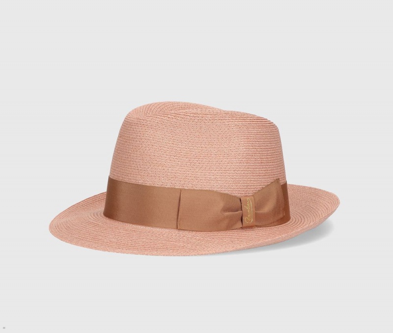 Chapeaux De Paille Borsalino Edward Braided Hemp Rose | YEZ-11189109