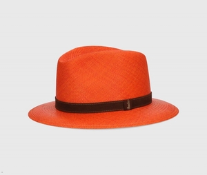 Chapeaux De Paille Borsalino Country Panama Quito Medium Brim Orange | OKD-61277189