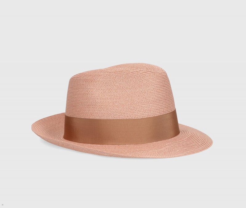 Chapeaux De Paille Borsalino Edward Braided Hemp Rose | YEZ-11189109