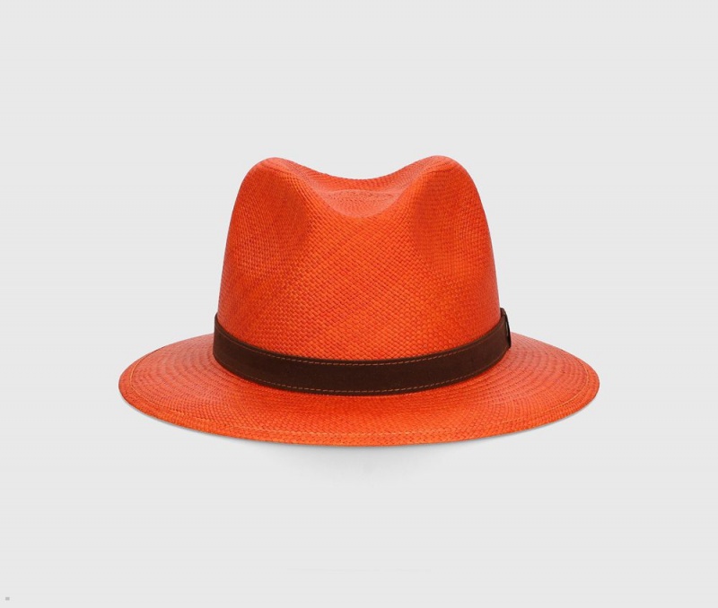 Chapeaux De Paille Borsalino Country Panama Quito Medium Brim Orange | OKD-61277189