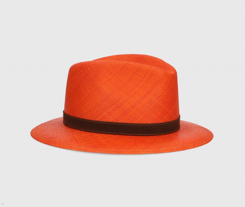 Chapeaux De Paille Borsalino Country Panama Quito Medium Brim Orange | OKD-61277189