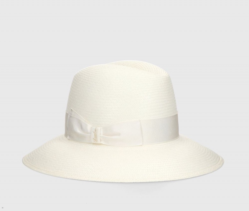 Chapeaux De Paille Borsalino Claudette Panama Fine Larges Brim Blanche | VMU-49227111