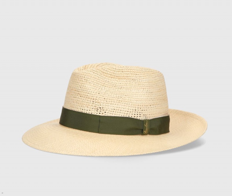 Chapeaux De Paille Borsalino Amedeo Panama Semi-Crochet With Twisted Hat Band Vert Olive | UAQ-73339048