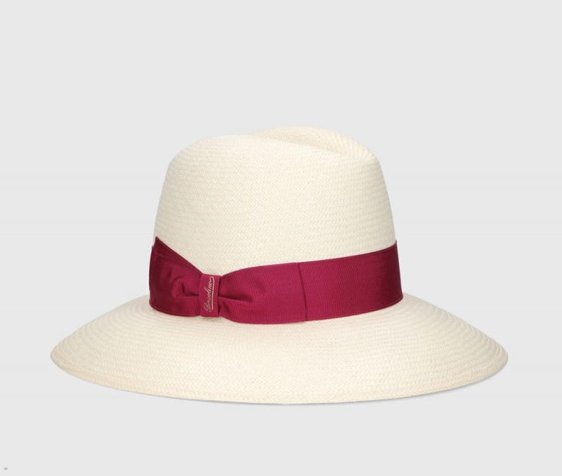 Chapeaux De Paille Borsalino Claudette Panama Fine Larges Brim Rouge | OPL-62876767