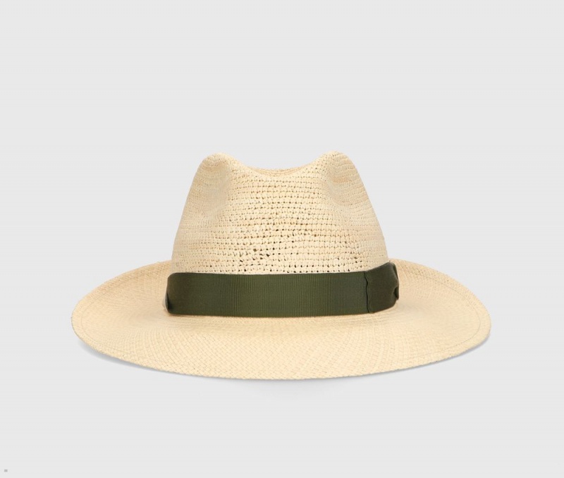 Chapeaux De Paille Borsalino Amedeo Panama Semi-Crochet With Twisted Hat Band Vert Olive | UAQ-73339048