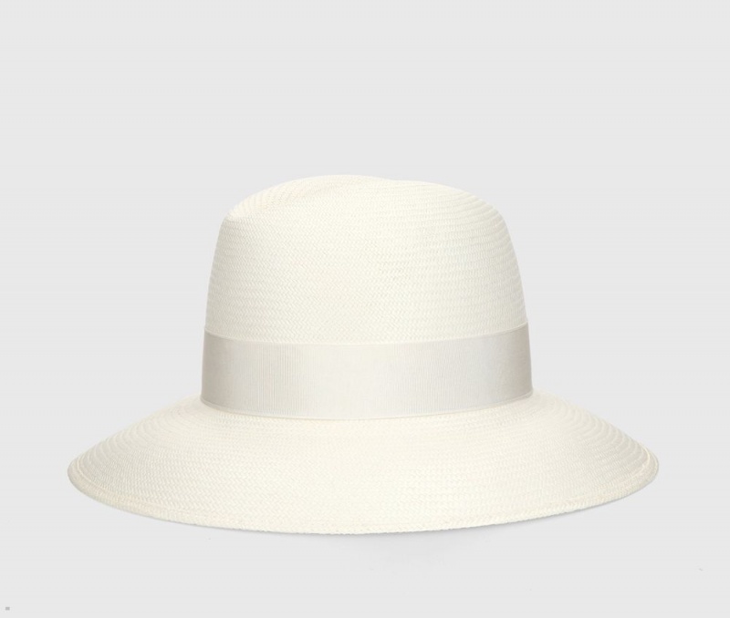 Chapeaux De Paille Borsalino Claudette Panama Fine Larges Brim Blanche | VMU-49227111