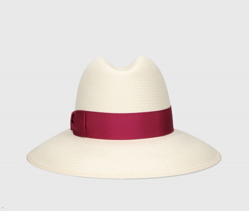 Chapeaux De Paille Borsalino Claudette Panama Fine Larges Brim Rouge | OPL-62876767