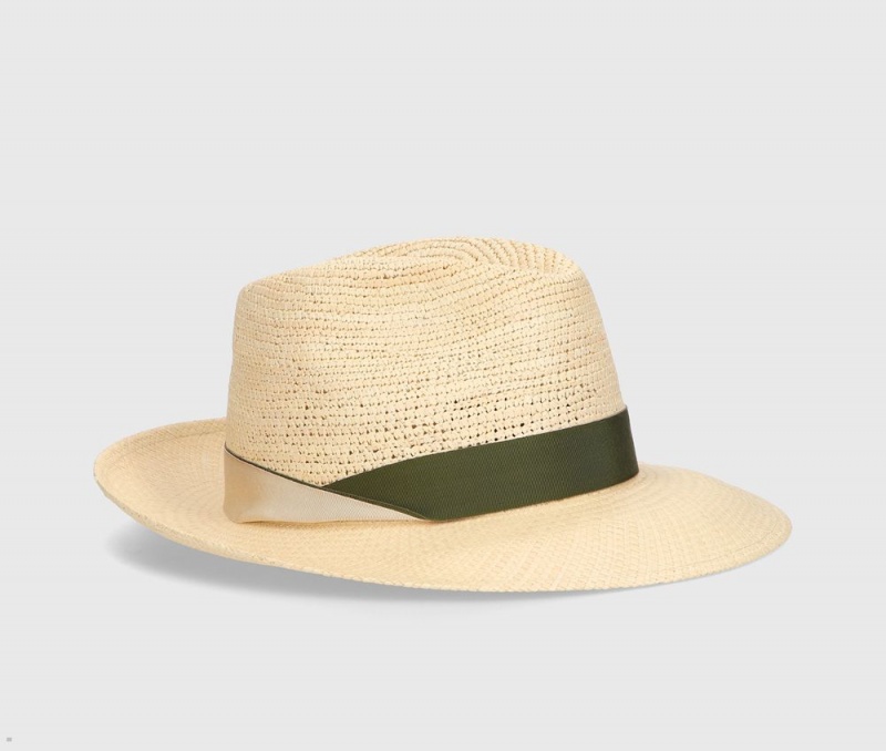 Chapeaux De Paille Borsalino Amedeo Panama Semi-Crochet With Twisted Hat Band Vert Olive | UAQ-73339048