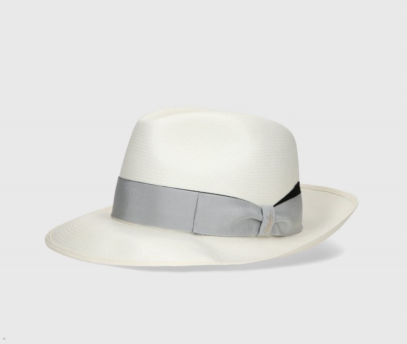 Chapeaux De Paille Borsalino Amedeo Panama Extra-Fine Argent | HEA-35835754