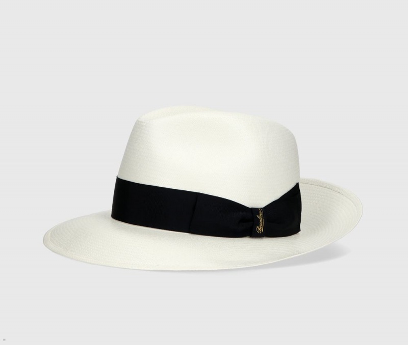 Chapeaux De Paille Borsalino Amedeo Fine Panama Larges Brim Noir | HLM-99288744