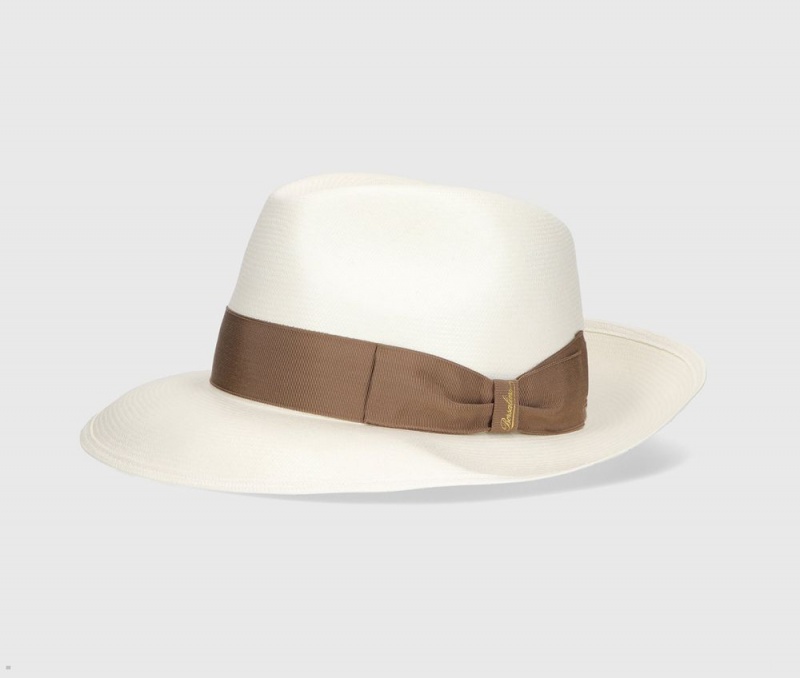 Chapeaux De Paille Borsalino Amedeo Fine Panama Larges Brim Marron | XUL-87186693