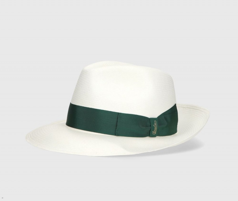 Chapeaux De Paille Borsalino Amedeo Fine Panama Larges Brim Vert | KYH-71880423