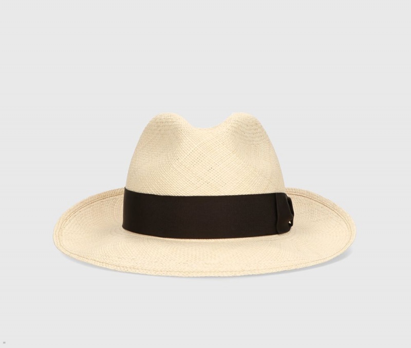 Chapeaux De Paille Borsalino Amedeo Panama Quito Larges Brim Marron | FTW-47097949