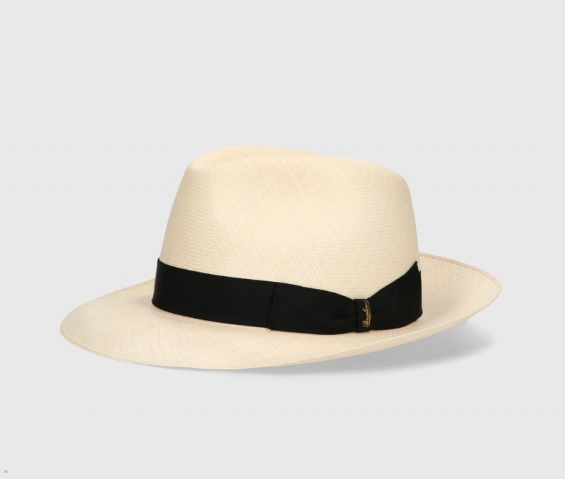 Chapeaux De Paille Borsalino Alexander Montecristi Panama Extra-Fine Noir | WRL-59600940