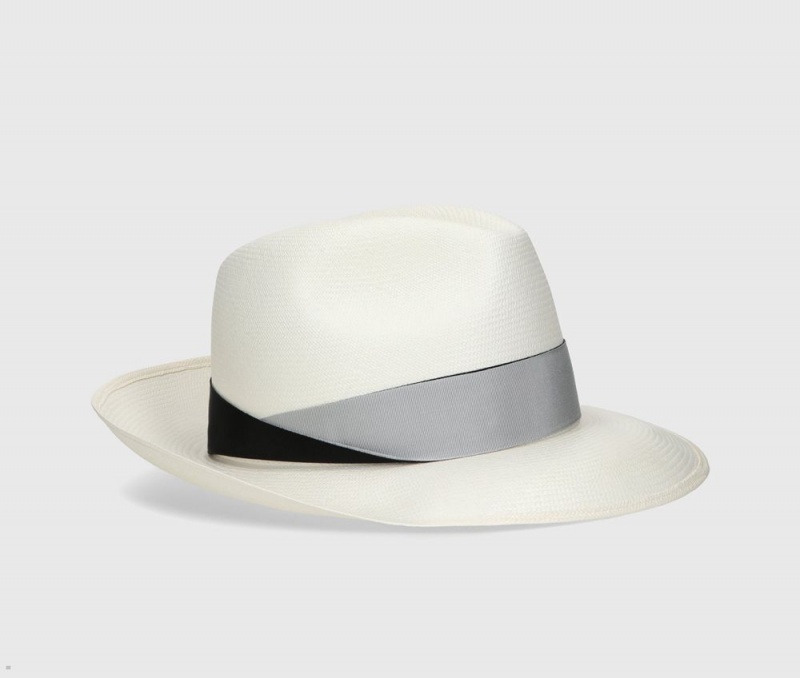 Chapeaux De Paille Borsalino Amedeo Panama Extra-Fine Argent | HEA-35835754