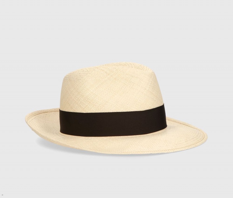 Chapeaux De Paille Borsalino Amedeo Panama Quito Larges Brim Marron | FTW-47097949