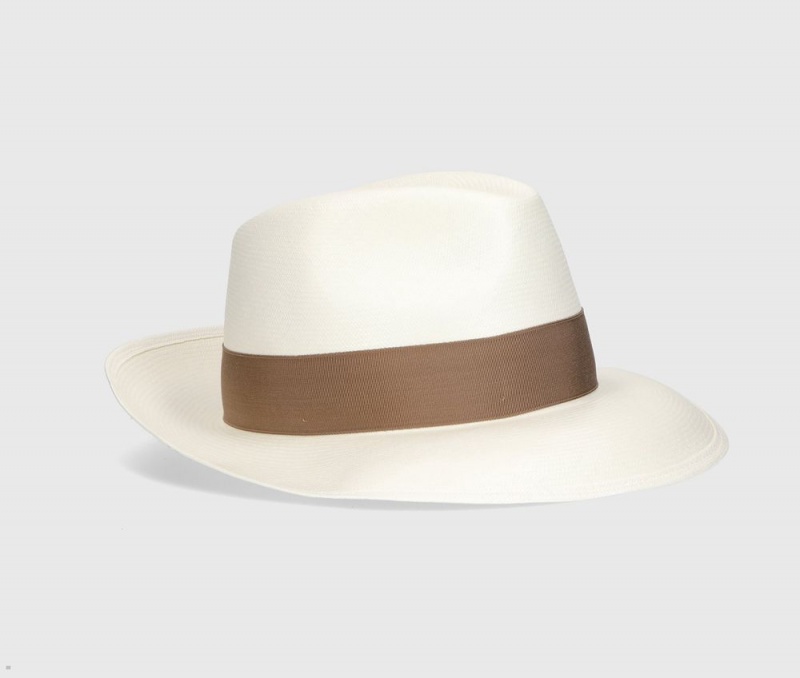 Chapeaux De Paille Borsalino Amedeo Fine Panama Larges Brim Marron | XUL-87186693