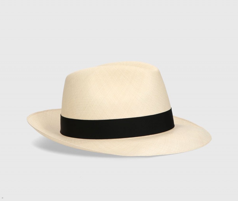 Chapeaux De Paille Borsalino Alexander Montecristi Panama Extra-Fine Noir | WRL-59600940