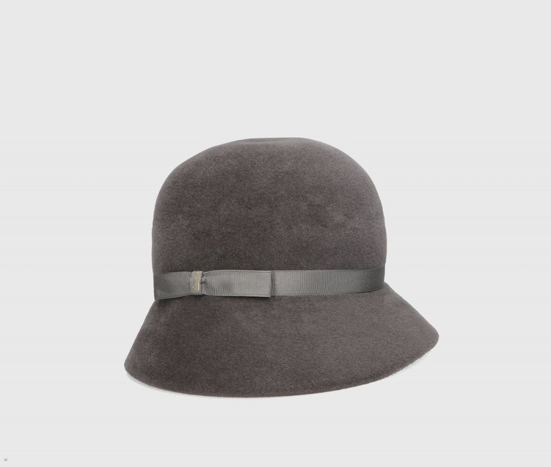 Chapeau Feutre Borsalino Velour Cloche Grise | BFA-10282053