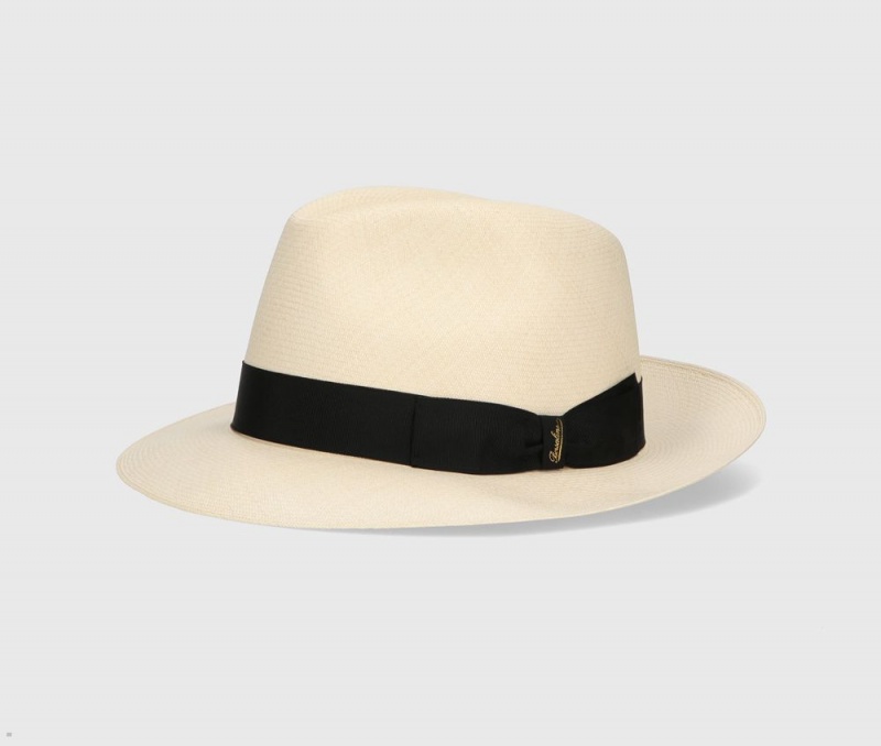 Chapeaux De Paille Borsalino Alexander Fine Montecristi Noir | JFQ-15611783