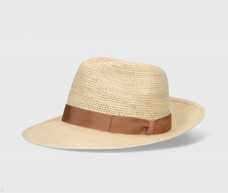 Chapeaux De Paille Borsalino Amedeo Panama Semi-Crochet With Twisted Hat Band Marron | IIG-23830315