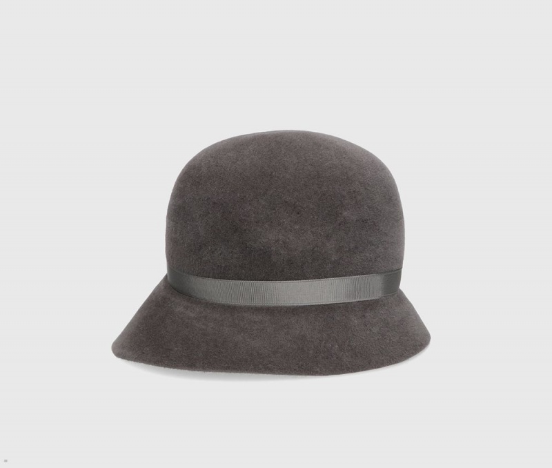 Chapeau Feutre Borsalino Velour Cloche Grise | BFA-10282053