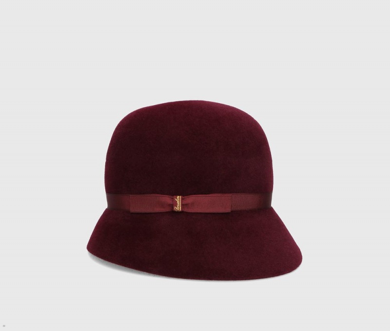 Chapeau Feutre Borsalino Velour Cloche Bordeaux | QJP-76637832